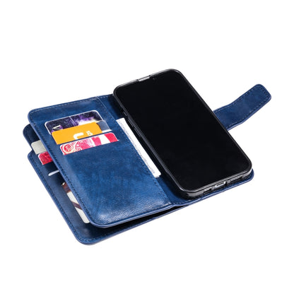 For iPhone 16 Pro Tri-Fold 9-Card Wallets Leather Phone Case(Blue) - iPhone 16 Pro Cases by buy2fix | Online Shopping UK | buy2fix