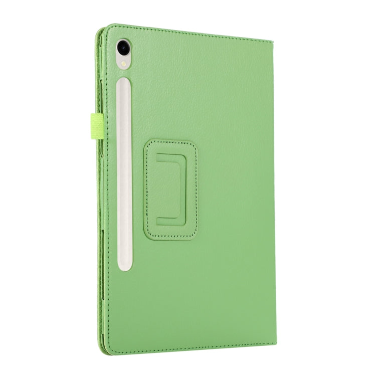 For Samsung Galaxy Tab S9 Litchi Texture Leather Tablet Case with Holder(Green) - Other Galaxy Tab PC by buy2fix | Online Shopping UK | buy2fix