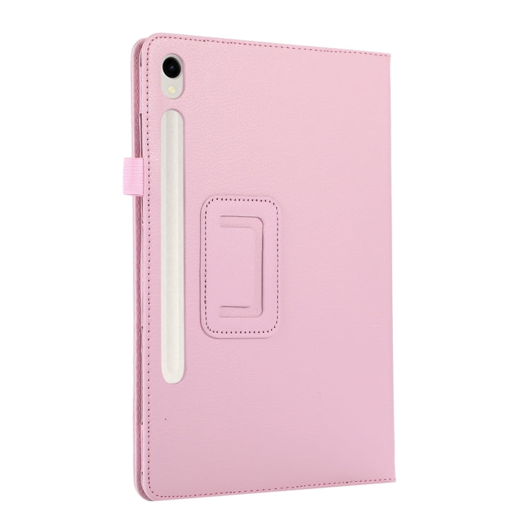 For Samsung Galaxy Tab S9+ Litchi Texture Leather Tablet Case with Holder(Pink) - Other Galaxy Tab PC by buy2fix | Online Shopping UK | buy2fix