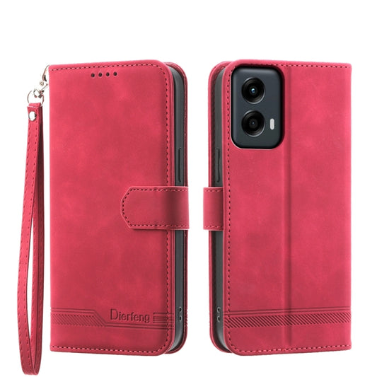 For Motorola Moto G Stylus 5G 2024 Dierfeng Dream Line TPU + PU Leather Phone Case(Red) - Motorola Cases by buy2fix | Online Shopping UK | buy2fix