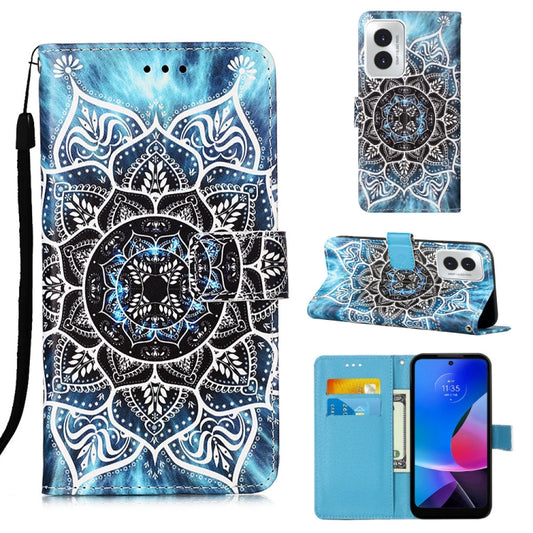 For Motorola Moto G Play 4G 2024 Colored Drawing Pattern Plain Weave Leather Phone Case(Undersea Mandala) - Motorola Cases by buy2fix | Online Shopping UK | buy2fix