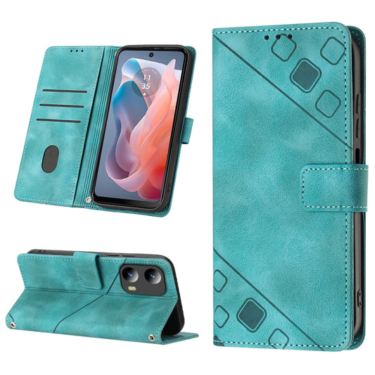 For Motorola Moto G Play 5G 2024 Skin Feel Embossed Leather Phone Case(Green) - Motorola Cases by buy2fix | Online Shopping UK | buy2fix