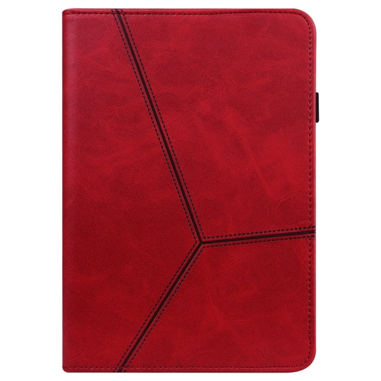 For Samsung Galaxy Tab S7 / S8 Solid Color Stripe Embossed Leather Tablet Case(Red) - Galaxy Tab S8 Cases by buy2fix | Online Shopping UK | buy2fix