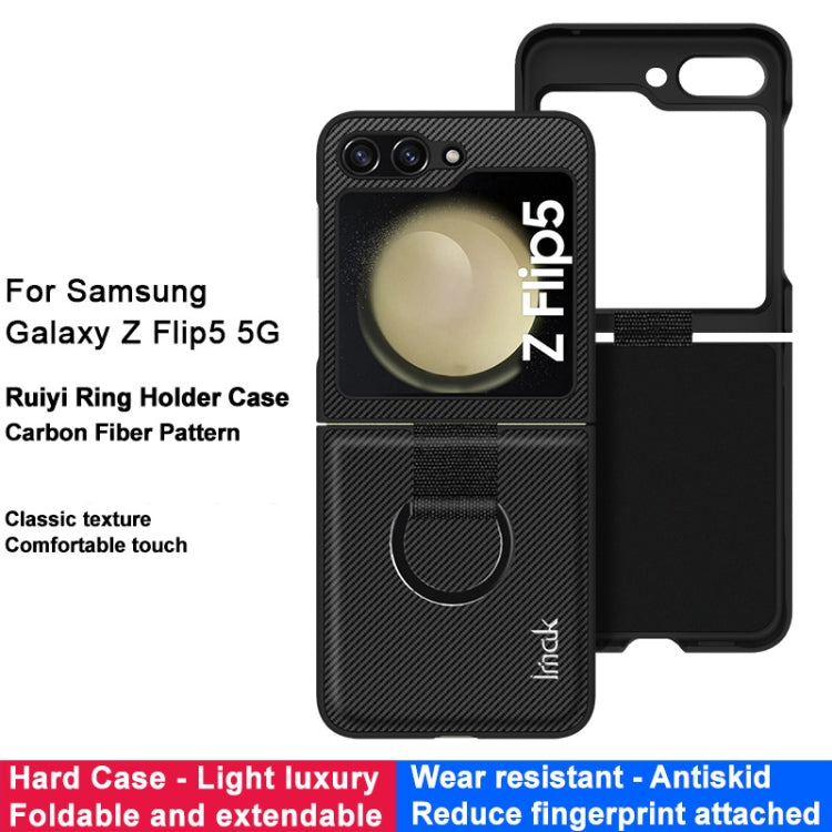 For Samsung Galaxy Z Flip5 5G imak Ruiyi Series Carbon Fiber Phone Case with Ring Holder - Galaxy Z Flip5 Cases by imak | Online Shopping UK | buy2fix