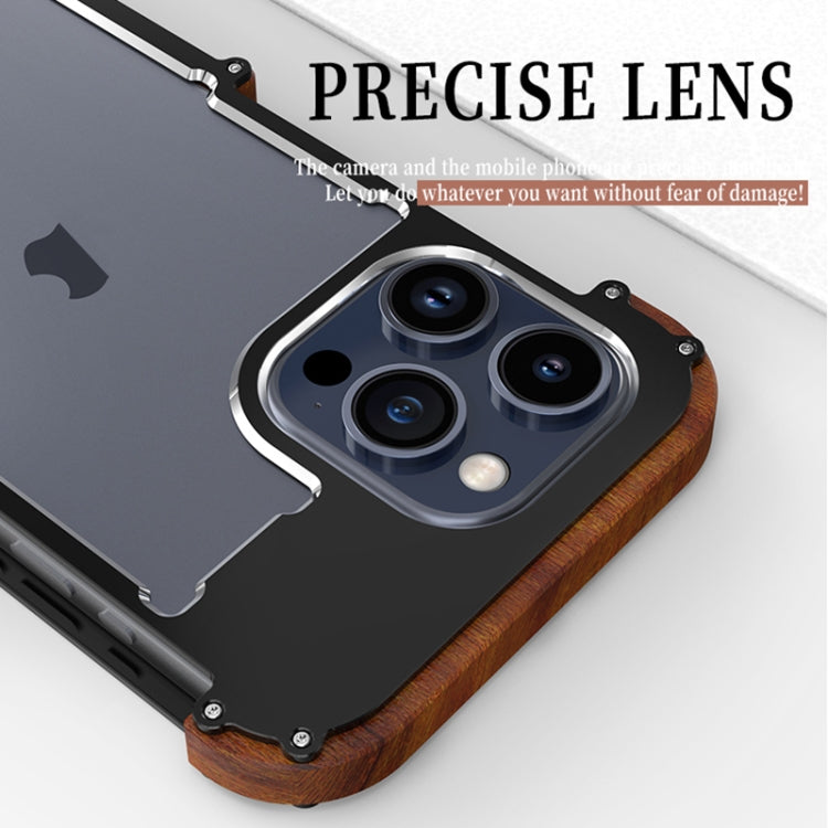 For iPhone 16 Pro R-JUST Ironwood Generation Metal Hybrid Wood Phone Case - iPhone 16 Pro Cases by R-JUST | Online Shopping UK | buy2fix