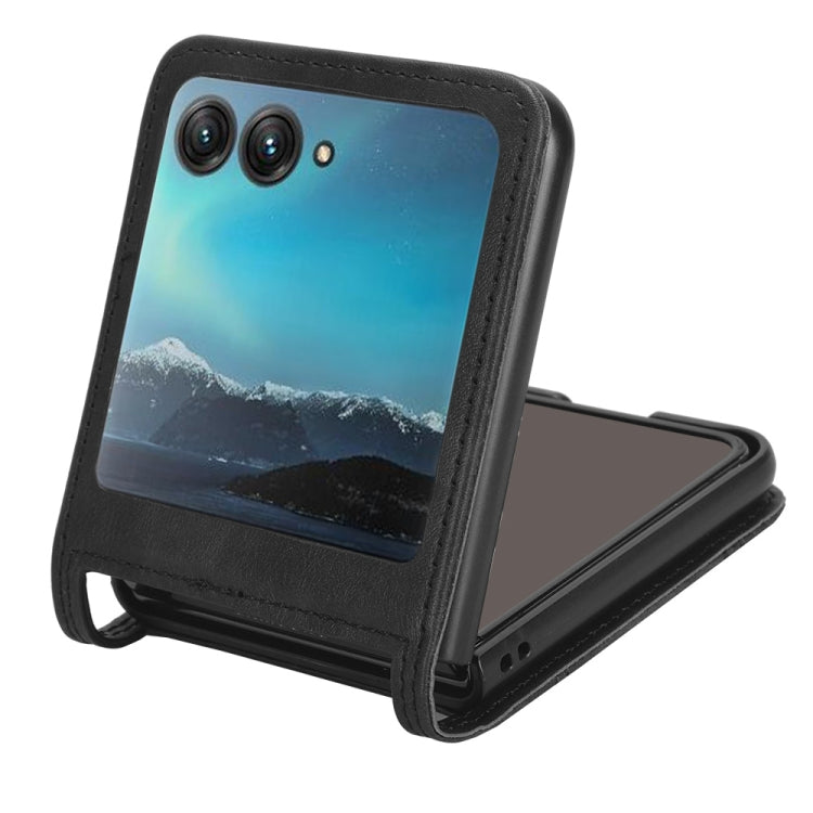 For Motorola Razr 40 Ultra Retro Texture Leather Phone Case(Black) - Motorola Cases by buy2fix | Online Shopping UK | buy2fix