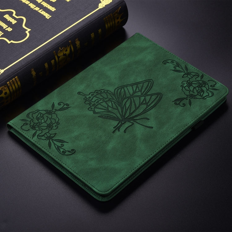 For Honor Pad 9 12.1 Butterfly Flower Embossed Leather Tablet Case(Green) - Honor by buy2fix | Online Shopping UK | buy2fix