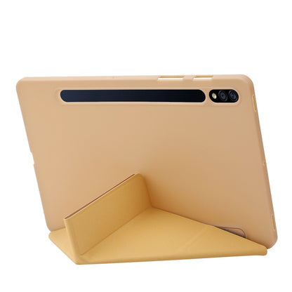 For Samsung Galaxy Tab S9+ Deformation Silicone Leather Tablet Case(Gold) - Galaxy Tab S9+ Cases by buy2fix | Online Shopping UK | buy2fix