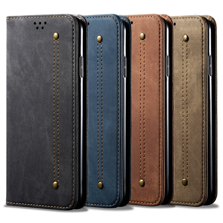 For Xiaomi Redmi K70/K70 Pro Denim Texture Casual Style Horizontal Flip Leather Case(Brown) - K70 Pro Cases by buy2fix | Online Shopping UK | buy2fix