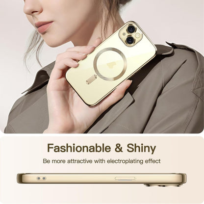 For iPhone 15 Magsafe Magnetic Transparent Electroplated TPU Phone Case(Gold) - iPhone 15 Cases by buy2fix | Online Shopping UK | buy2fix