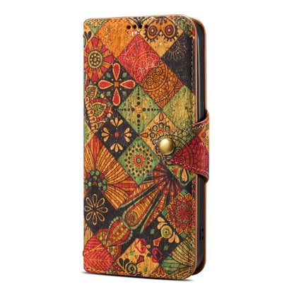 For iPhone 16 Pro Max Denior Flower Language Series Cork Fabric Oil Edge Leather Phone Case(Autumn) - iPhone 16 Pro Max Cases by Denior | Online Shopping UK | buy2fix