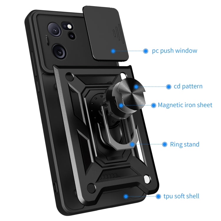 For Xiaomi Redmi K60 Ultra 5G Sliding Camera Cover Design TPU Hybrid PC Phone Case(Black) - Redmi K60 Ultra Cases by buy2fix | Online Shopping UK | buy2fix