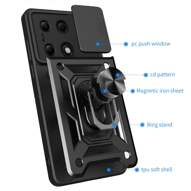 For Xiaomi Redmi Note 13 Pro 4G Global Sliding Camera Cover Design TPU Hybrid PC Phone Case(Blue) - Note 13 Pro Cases by buy2fix | Online Shopping UK | buy2fix