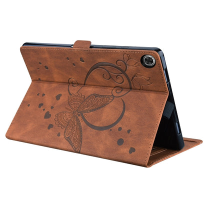 For Samsung Galaxy Tab A9 Love Butterfly Embossed Leather Tablet Case(Brown) - Galaxy Tab A9 by buy2fix | Online Shopping UK | buy2fix