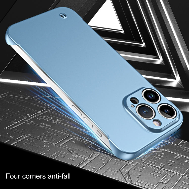 For iPhone 12 Pro Frameless Metallic Paint Hybrid PC Phone Case(Sierra Blue) - iPhone 12 / 12 Pro Cases by buy2fix | Online Shopping UK | buy2fix