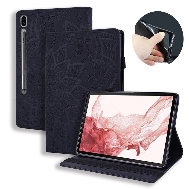 For Samsung Galaxy Tab S9 FE Calf Texture Embossed Leather Tablet Case(Black) - Galaxy Tab S9 FE by buy2fix | Online Shopping UK | buy2fix