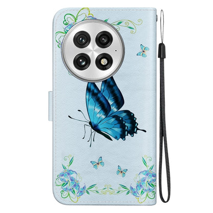 For OnePlus 13 Crystal Texture Colored Drawing Leather Phone Case(Blue Pansies) - OnePlus Cases by buy2fix | Online Shopping UK | buy2fix