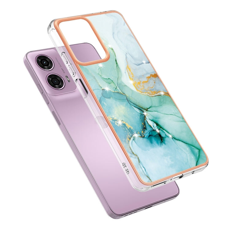 For Motorola Moto G24 4G / G04 4G Electroplating Marble Dual-side IMD Phone Case(Green 003) - Motorola Cases by buy2fix | Online Shopping UK | buy2fix