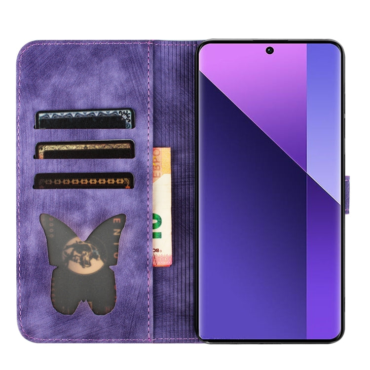 For Xiaomi Redmi Note 13 Pro+ 5G Butterfly Cat Embossing Flip Leather Phone Case(Purple) - Note 13 Pro+ Cases by buy2fix | Online Shopping UK | buy2fix