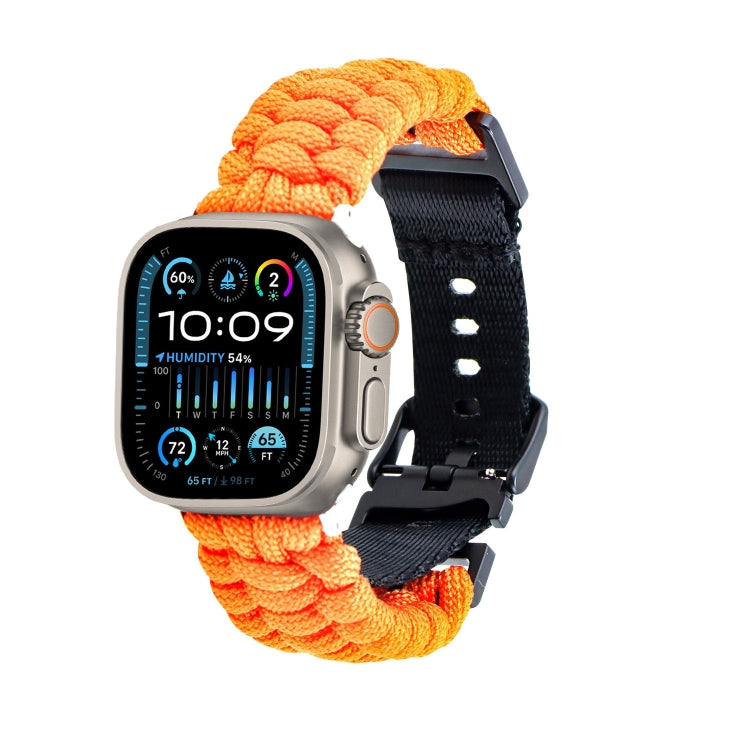 For Apple Watch Ultra 49mm Paracord Plain Braided Webbing Buckle Watch Band(Orange) - Watch Bands by buy2fix | Online Shopping UK | buy2fix