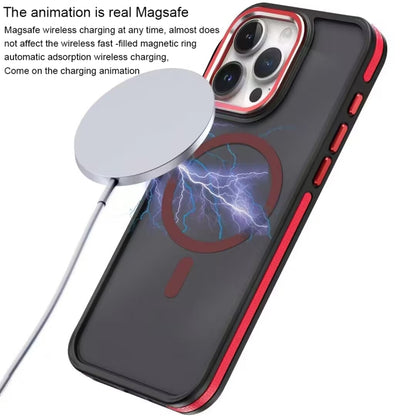 For iPhone 14 Pro Two-color Frosted MagSafe Magnetic Phone Case(Black) - iPhone 14 Pro Cases by buy2fix | Online Shopping UK | buy2fix