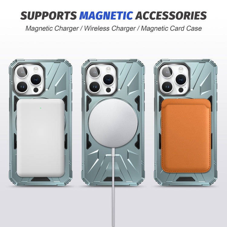 For iPhone 14 Pro MagSafe Magnetic Shockproof Phone Case with Ring Holder(Green) - iPhone 14 Pro Cases by buy2fix | Online Shopping UK | buy2fix