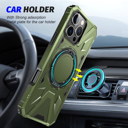 For iPhone 16 Pro Max MagSafe Magnetic Shockproof Phone Case with Ring Holder(Dark Green) - iPhone 16 Pro Max Cases by buy2fix | Online Shopping UK | buy2fix