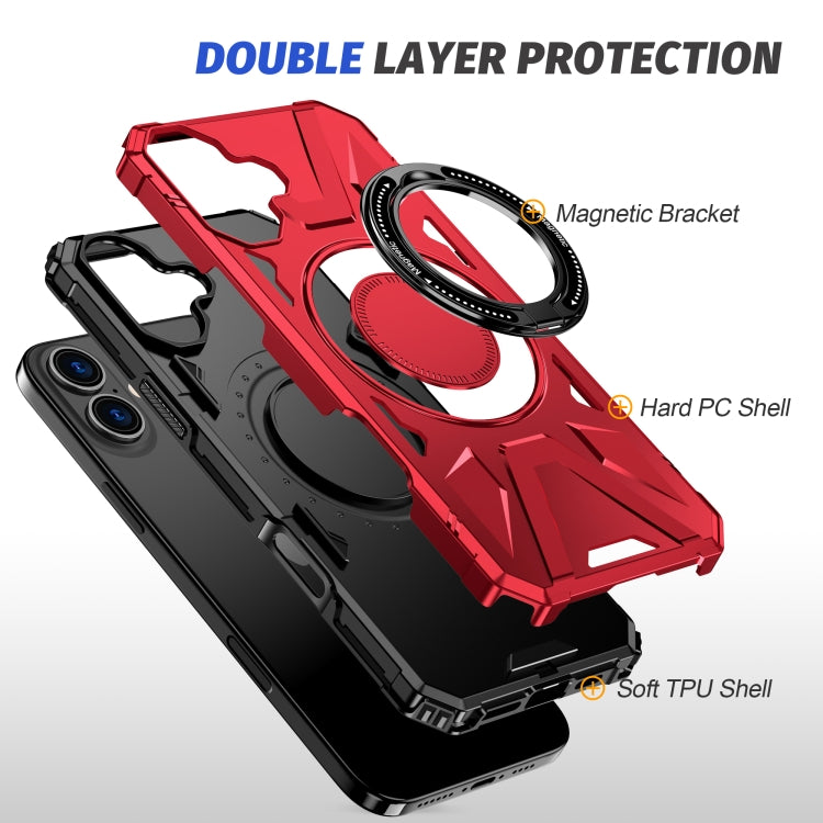 For iPhone 16 MagSafe Magnetic Shockproof Phone Case with Ring Holder(Red) - iPhone 16 Cases by buy2fix | Online Shopping UK | buy2fix