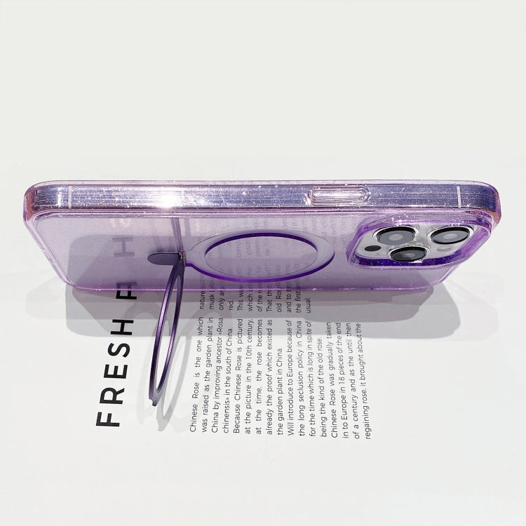 For iPhone 15 Plus Glitter MagSafe Magnetic Phone Case with Stand(Purple) - iPhone 15 Plus Cases by buy2fix | Online Shopping UK | buy2fix