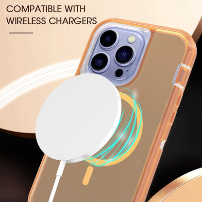 For iPhone 14 Pro Shockproof MagSafe Magnetic Phone Case(Transparent Gold) - iPhone 14 Pro Cases by buy2fix | Online Shopping UK | buy2fix