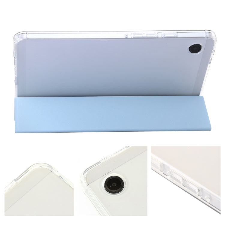 For Samsung Galaxy Tab A9 3-Fold Clear Acrylic Leather Tablet Case(Ice Blue) - Galaxy Tab A9 by buy2fix | Online Shopping UK | buy2fix