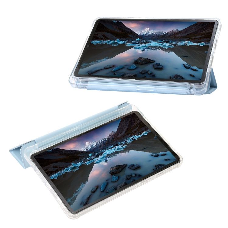 For Samsung Galaxy Tab A9+ 3-Fold Clear Acrylic Leather Tablet Case(Ice Blue) - Galaxy Tab A9+ by buy2fix | Online Shopping UK | buy2fix