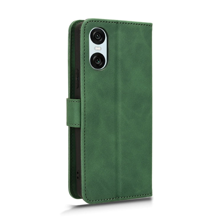For Sony Xperia 10 VI 2024 Skin Feel Magnetic Flip Leather Phone Case(Green) - Sony Cases by buy2fix | Online Shopping UK | buy2fix