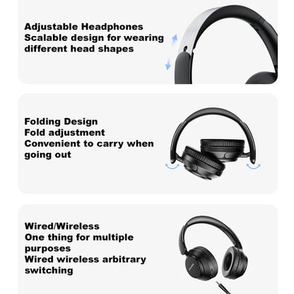 AWEI A360BL Foldable Wireless Bluetooth Gaming Headset(Black) - Headset & Headphone by awei | Online Shopping UK | buy2fix