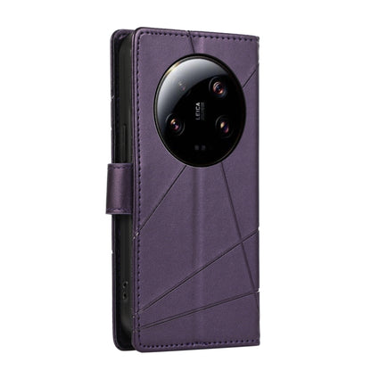 For Xiaomi 13 Ultra PU Genuine Leather Texture Embossed Line Phone Case(Purple) - 13 Ultra Cases by buy2fix | Online Shopping UK | buy2fix
