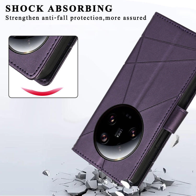 For Xiaomi 13 Ultra PU Genuine Leather Texture Embossed Line Phone Case(Purple) - 13 Ultra Cases by buy2fix | Online Shopping UK | buy2fix