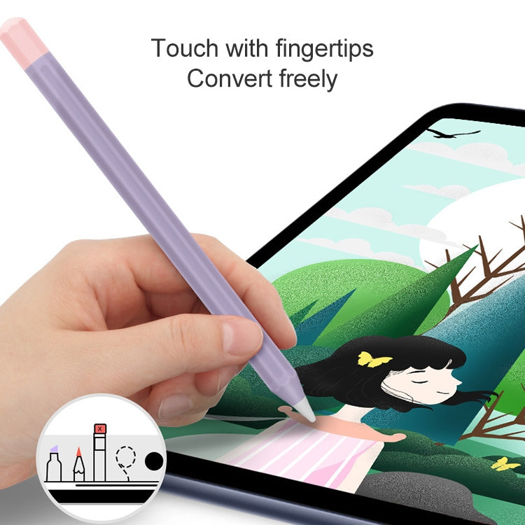 For Apple Pencil 1 Stylus Touch Pen Split Contrast Color Silicone Protective Case(Retro Orange Red) - Pencil Accessories by buy2fix | Online Shopping UK | buy2fix