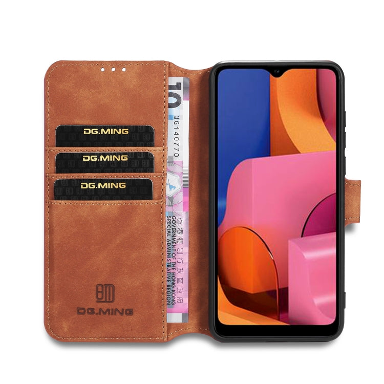 For Samsung Galaxy A21 (EU Version) DG.MING Retro Oil Side Horizontal Flip Case(Brown) - Galaxy Phone Cases by DG.MING | Online Shopping UK | buy2fix