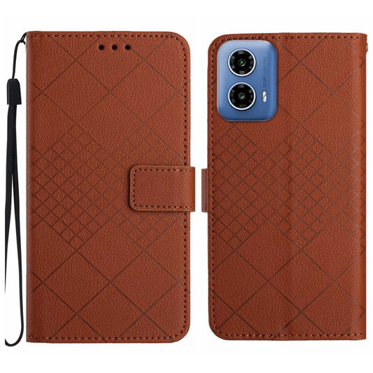 For Motorola Moto G Stylus 5G 2024 Rhombic Grid Texture Leather Phone Case(Brown) - Motorola Cases by buy2fix | Online Shopping UK | buy2fix