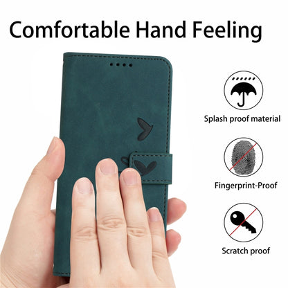 For OPPO A60 4G Skin Feel Heart Embossed Leather Phone Case with Long Lanyard(Green) - OPPO Cases by buy2fix | Online Shopping UK | buy2fix