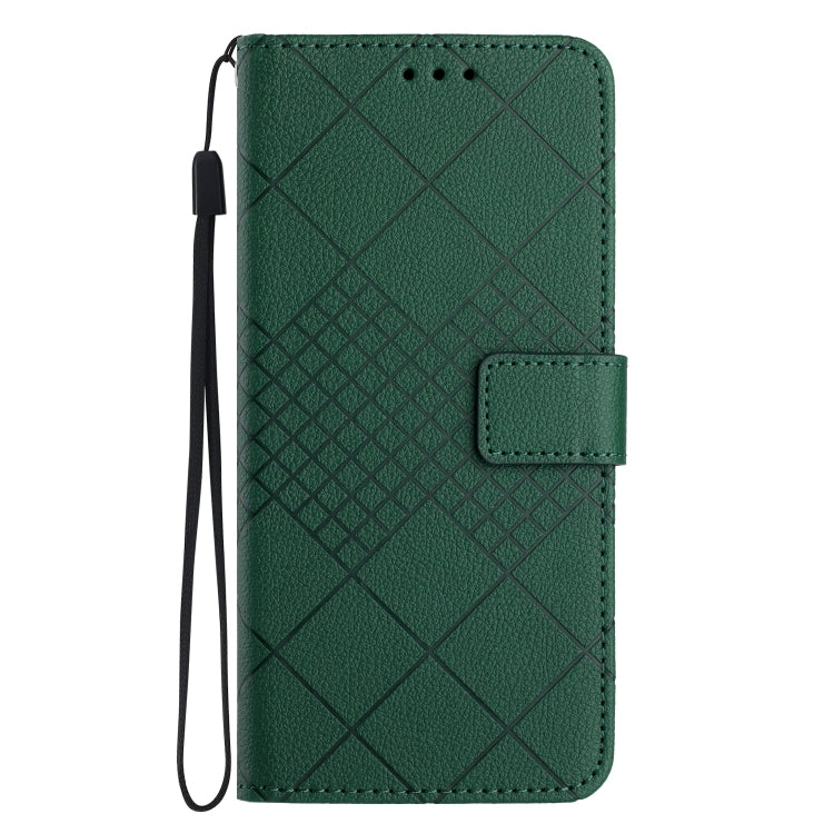 For Xiaomi Poco M5 / M4 5G Rhombic Grid Texture Leather Phone Case(Green) - Xiaomi Cases by buy2fix | Online Shopping UK | buy2fix