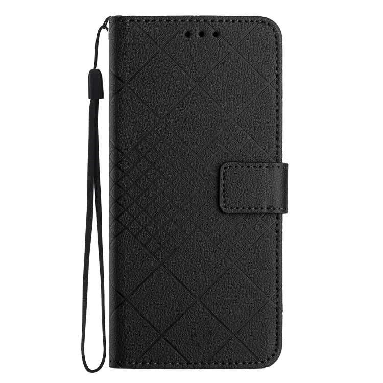 For Xiaomi Redmi Note 12 Pro India Rhombic Grid Texture Leather Phone Case(Black) - Xiaomi Cases by buy2fix | Online Shopping UK | buy2fix