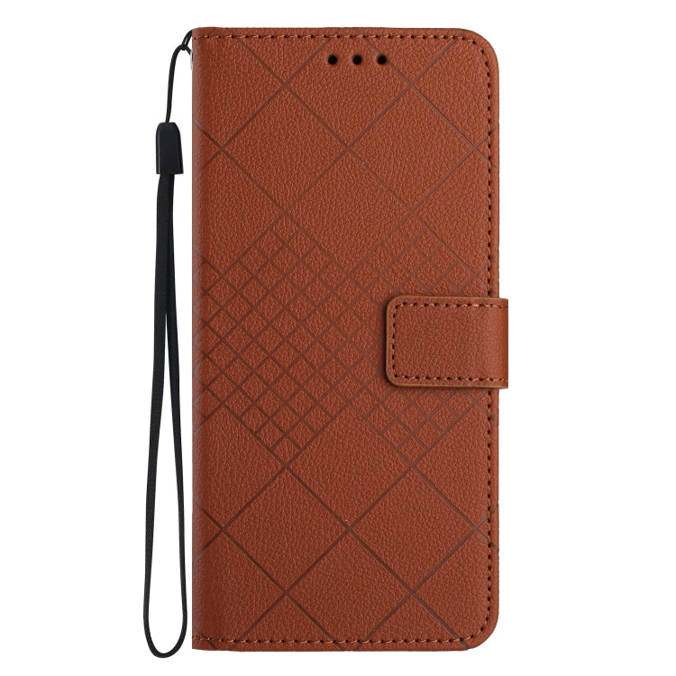 For Xiaomi Redmi Note 12 Pro+ India Rhombic Grid Texture Leather Phone Case(Brown) - Xiaomi Cases by buy2fix | Online Shopping UK | buy2fix