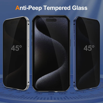 For iPhone 16 Pro Max Anti-peeping Magnetic Double-sided Tempered Glass Phone Case(Blue) - iPhone 16 Pro Max Cases by buy2fix | Online Shopping UK | buy2fix