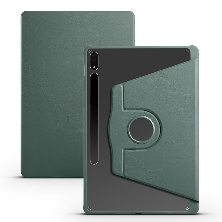 For Samsung Galaxy Tab S9+ X810 Acrylic 360 Degree Rotation Holder Tablet Leather Case(Dark Green) - Galaxy Tab S9+ Cases by buy2fix | Online Shopping UK | buy2fix