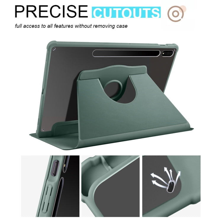 For Samsung Galaxy Tab S9+ X810 Acrylic 360 Degree Rotation Holder Tablet Leather Case(Dark Green) - Galaxy Tab S9+ Cases by buy2fix | Online Shopping UK | buy2fix