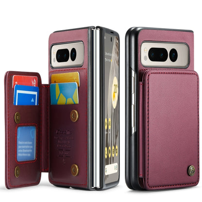 For Google Pixel Fold CaseMe C22 PC+TPU Business Style RFID Anti-theft Leather Phone Case(Wine Red) - Google Cases by CaseMe | Online Shopping UK | buy2fix