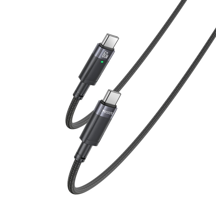 YESIDO CA160 1.2m 60W USB-C / Type-C to Type-C Auto Power-off Charging Cable(Black) - USB-C & Type-C Cable by Yesido | Online Shopping UK | buy2fix