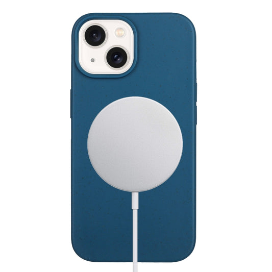 For iPhone 14 Wheat MagSafe Magnetic Straw Material + TPU Phone Case(Blue) - iPhone 14 Cases by buy2fix | Online Shopping UK | buy2fix