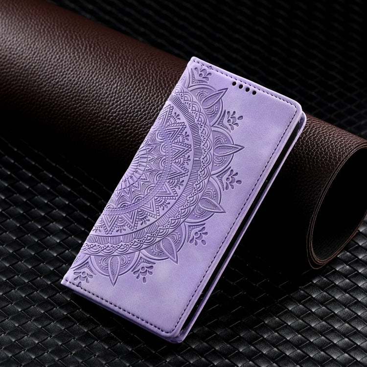 For iPhone 16 Pro Max Totem Embossed Magnetic Leather Phone Case(Purple) - iPhone 16 Pro Max Cases by buy2fix | Online Shopping UK | buy2fix